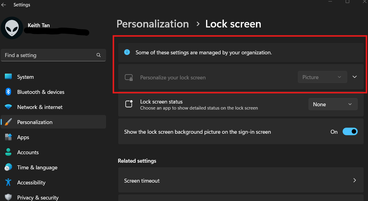 PC Settings - Lock Screen